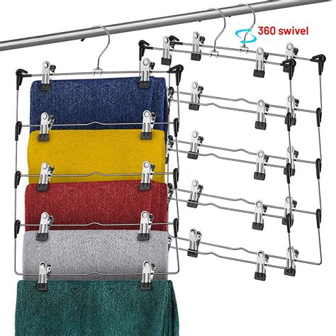 hangers with clips for pants|pants hangers multiple 5 tier.